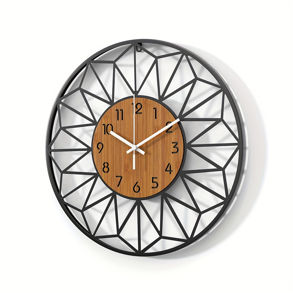 Horloge Murale Moderne Métal Centre Effet Bois