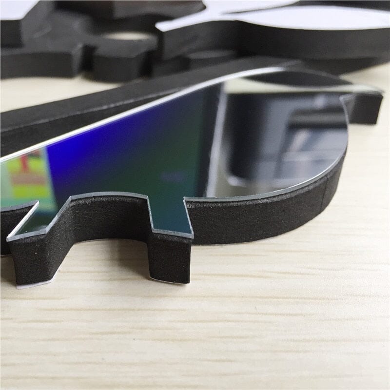 Grande Horloge Murale 3D Chat Effet Miroir Ajustable